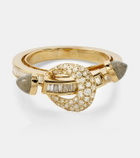 Ananya Chakra 18kt gold ring with diamonds and quartzes