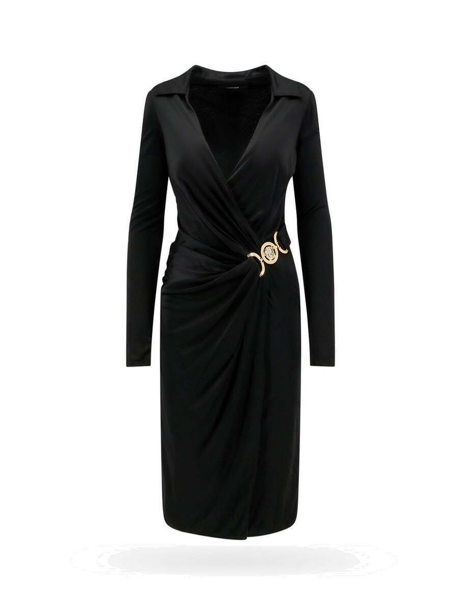 VIP【関税送料無料】希少 VERSACE BLACK VISCOSE BLEND DRESS Versace Black Dress Womens Long Dress Versace