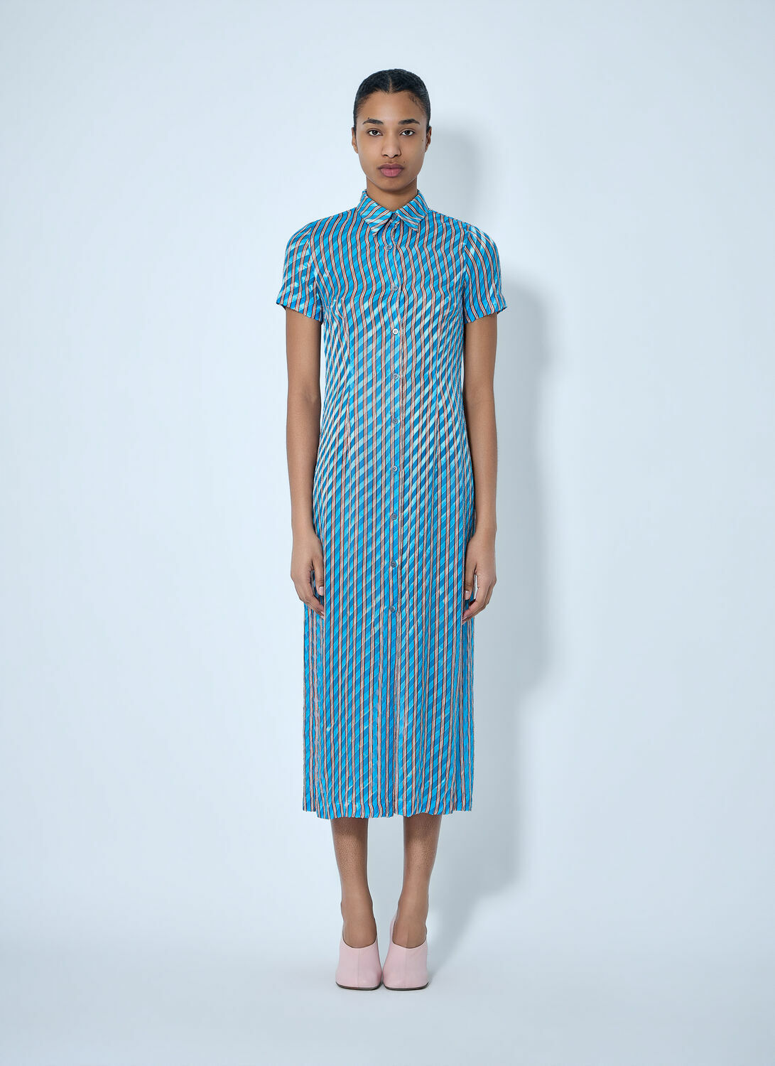 Dries Van Noten Striped Midi Shirt Dress