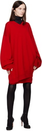 MARIE ADAM-LEENAERDT Red Fitted Back Sweater Minidress