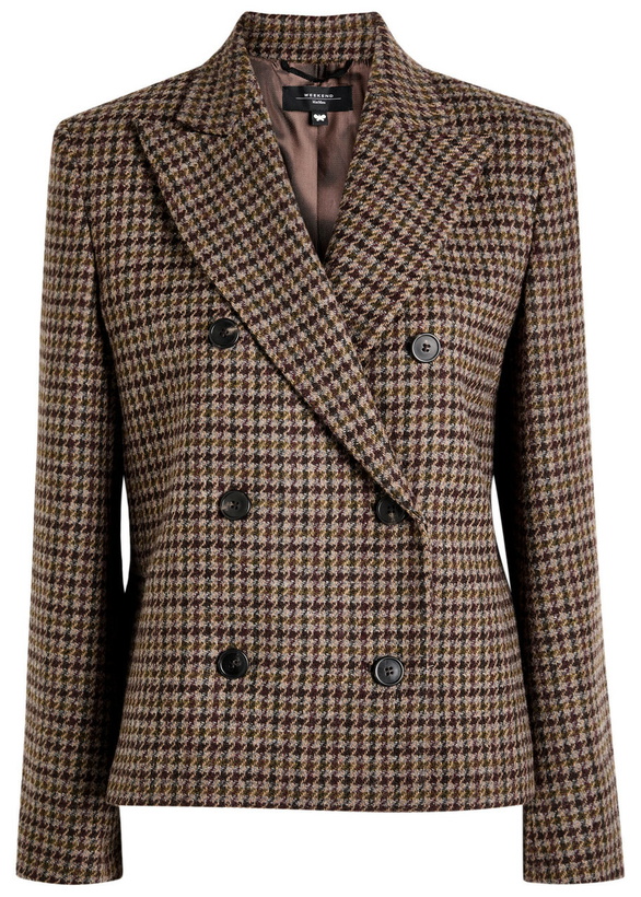 Photo: Weekend Max Mara Tempera Houndstooth Wool-blend Blazer Grey