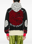 Advisory Board Crystals Black Lace Panelled Drawstring Hoodie