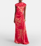 Erdem Draped floral duchess satin gown