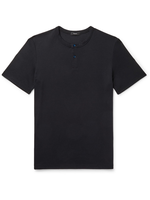 Photo: THEORY - Gaskell Modal-Blend Jersey Henley T-Shirt - Blue - S