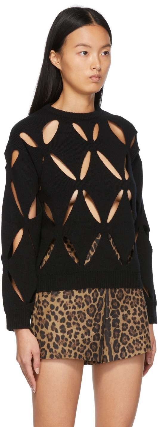 Valentino Net and Cut Out Sweater in Black