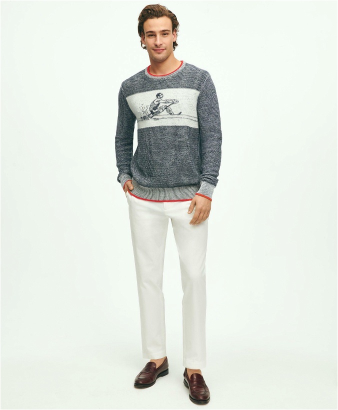 Photo: Brooks Brothers Men's Supima Cotton Intarsia Rower Crewneck Sweater | Navy