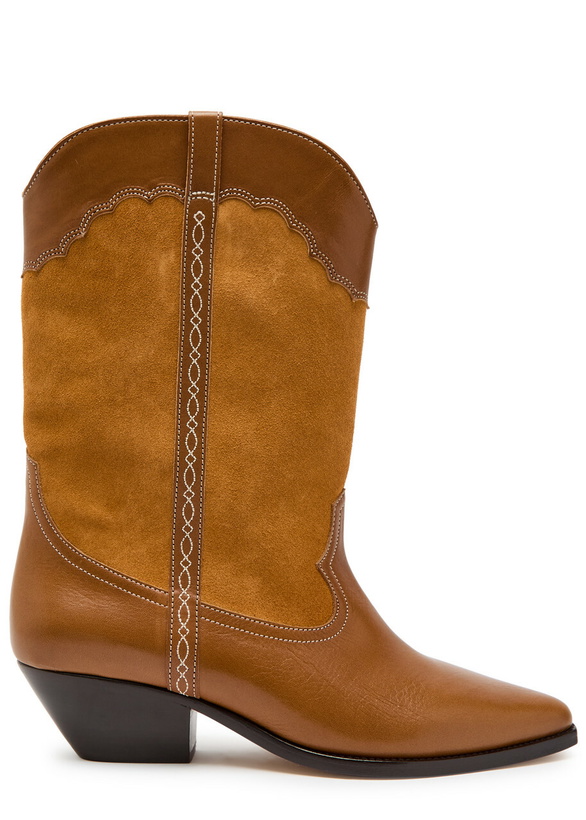 Photo: Isabel Marant Duerto Western Panelled Leather Mid-calf Boots Tan