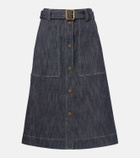 Moncler Belted denim midi skirt