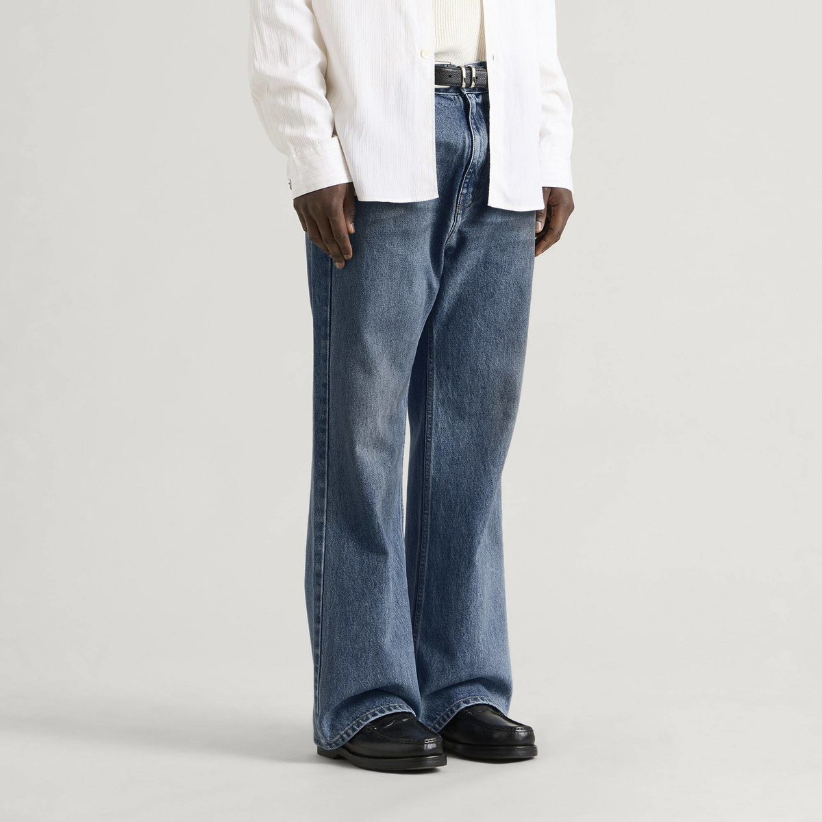 Willy Chavarria Men's Flared Denim Jean in Blue Denim