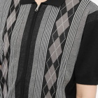 Beams Plus Men's Zip Stripe Polo Shirt Knit in Black