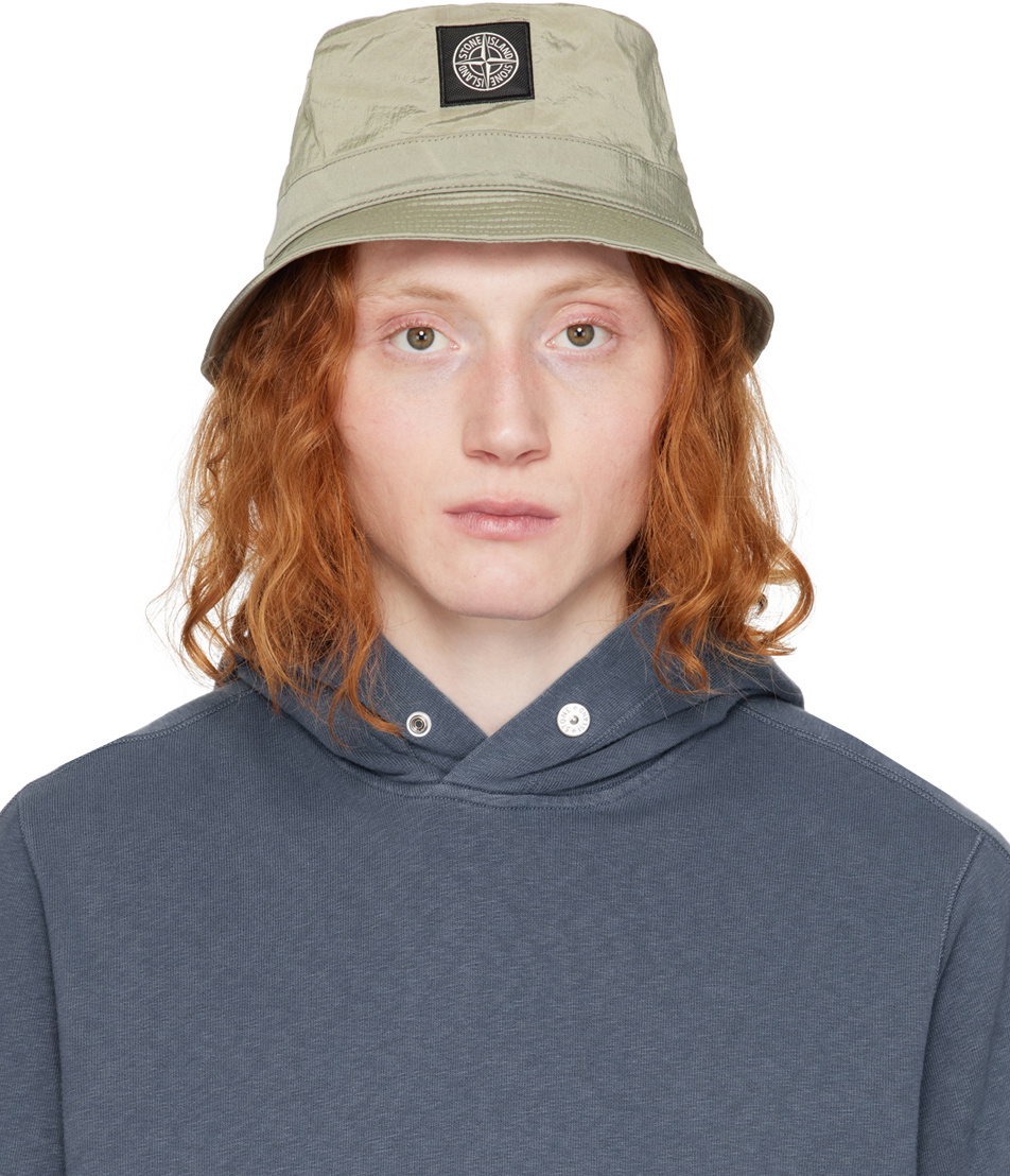 Stone Island Khaki Nylon Metal Bucket Hat Stone Island