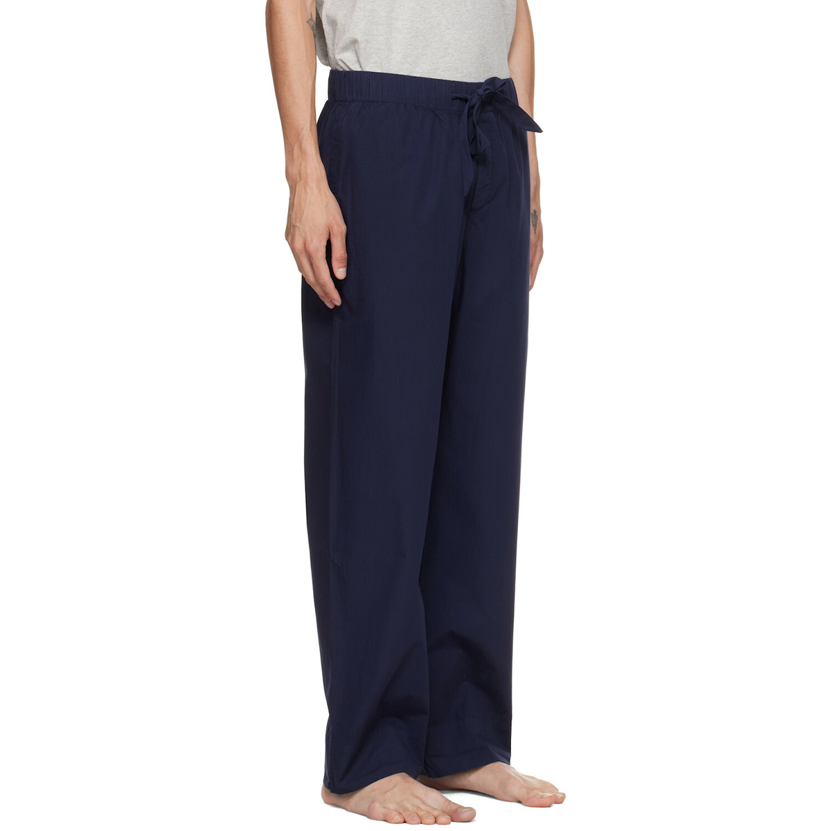 Tekla Navy Poplin Pyjama Pants