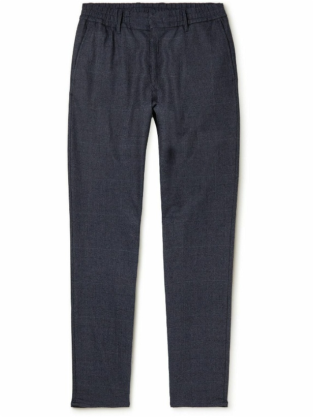 Photo: Incotex - Slim-Fit Tapered Prince of Wales Checked Wool-Blend Trousers - Blue