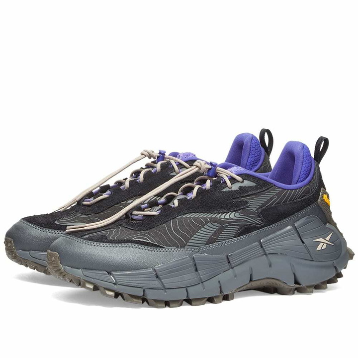 Photo: Reebok Men's Zig Kinetica 2.5 Edge Sneakers in Core Black/Grey/Purple