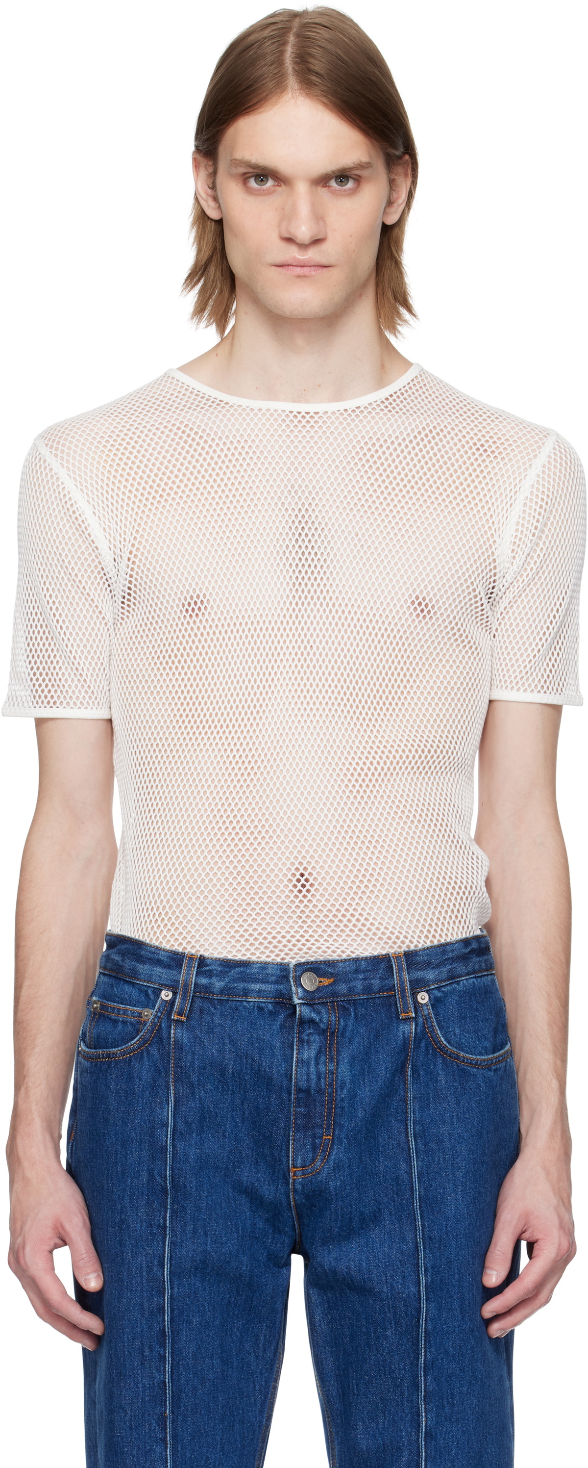 Bally White Fishnet T-shirt