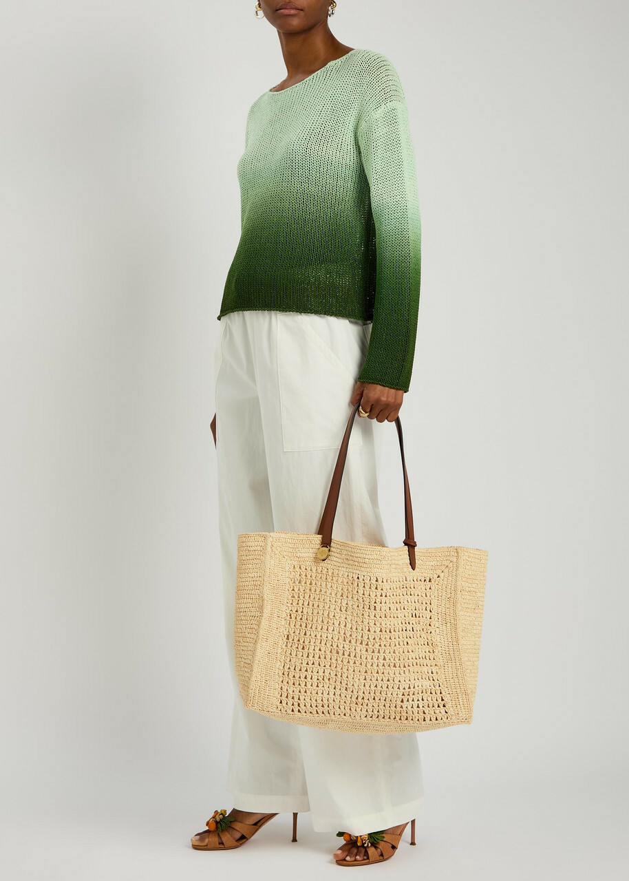 Mulberry Crochet Leather and Raffia Tote - Natural - One Size