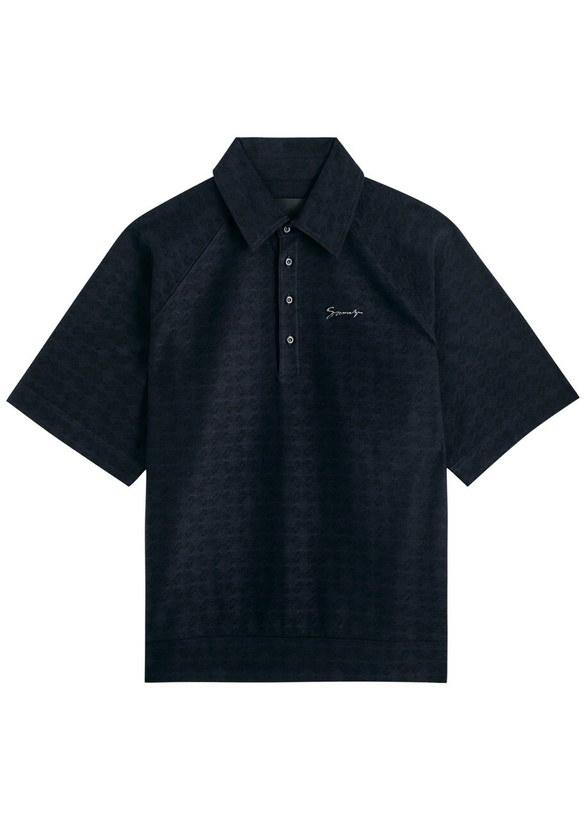 Photo: Givenchy Patterned-intarsia Cotton Polo Shirt Black