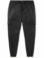 Brioni - Tapered Wool and Cashmere-Blend Flannel Drawstring Cargo Trousers - Black