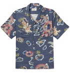 RRL - Slim-Fit Camp-Collar Printed Woven Shirt - Indigo