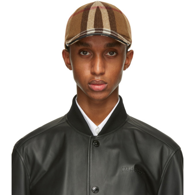 Photo: Burberry Brown Wool Check Baseball Cap