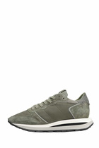 Philippe Model Tropez Haute Low Sneakers In Green Suede And Leather