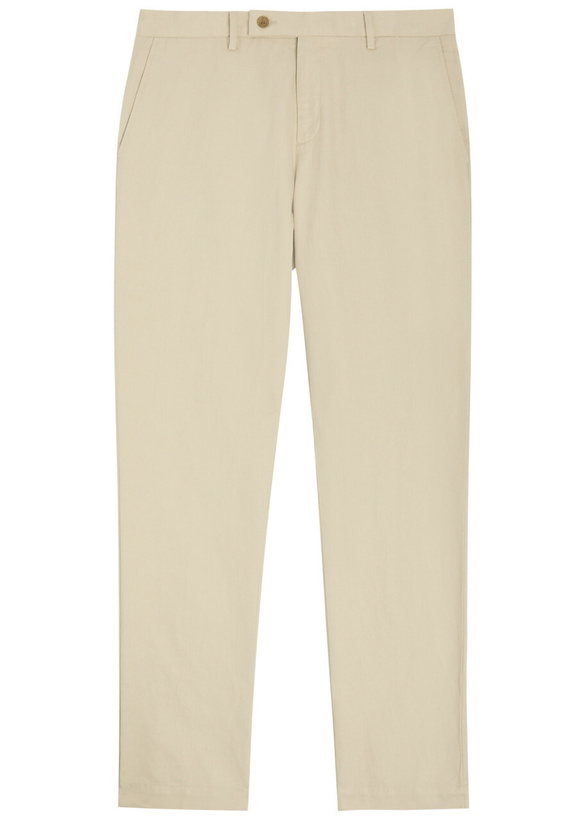 Photo: Sunspel Cotton and Linen-blend Tapered-leg Trousers Ecru