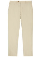 Sunspel Cotton and Linen-blend Tapered-leg Trousers Ecru
