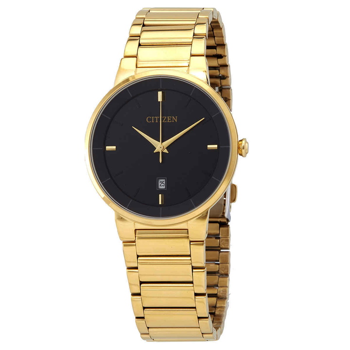 Photo: Citizen Quartz Black Dial Yellow Gold-tone Mens Watch BI5012-53E