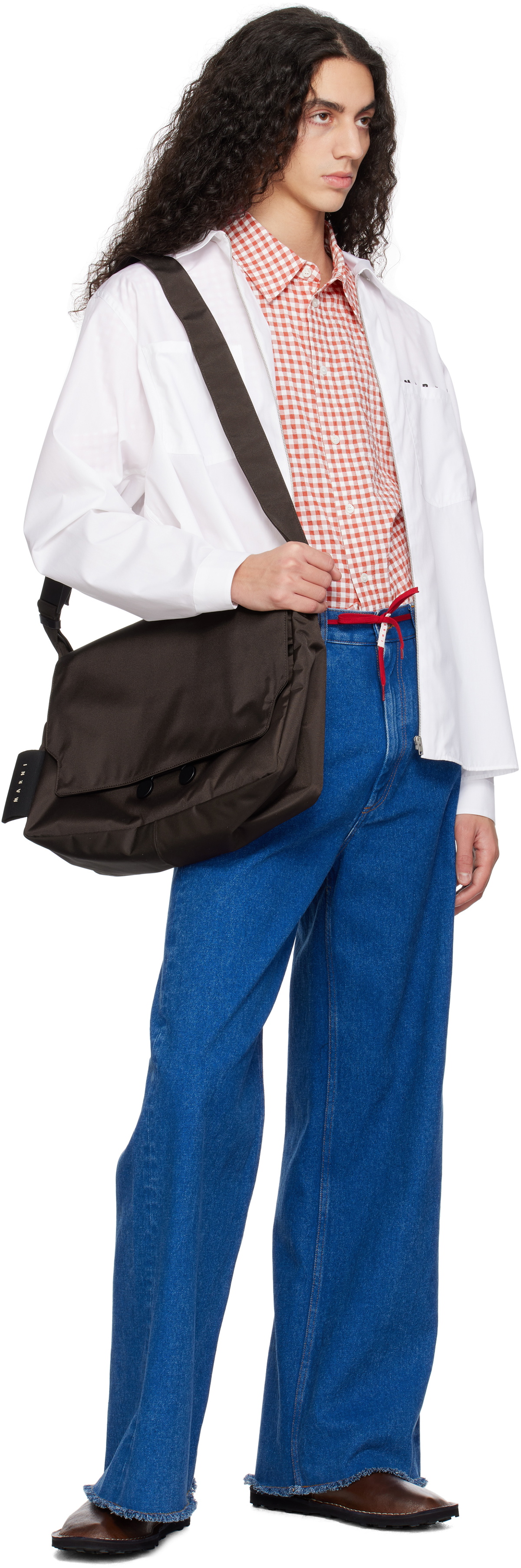 Marni Brown Cordura Cityscape Crossbody Bag