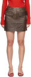 AURALEE Brown Heavy Lamb Leather Miniskirt