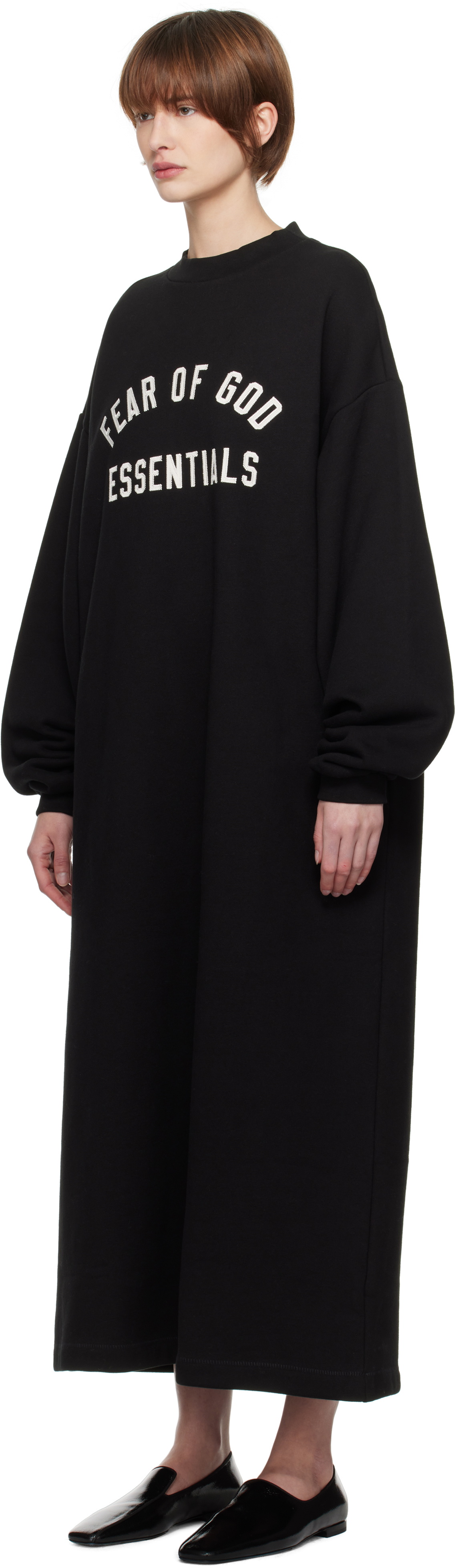 Fear of God ESSENTIALS Black Fleece Crewneck Midi Dress