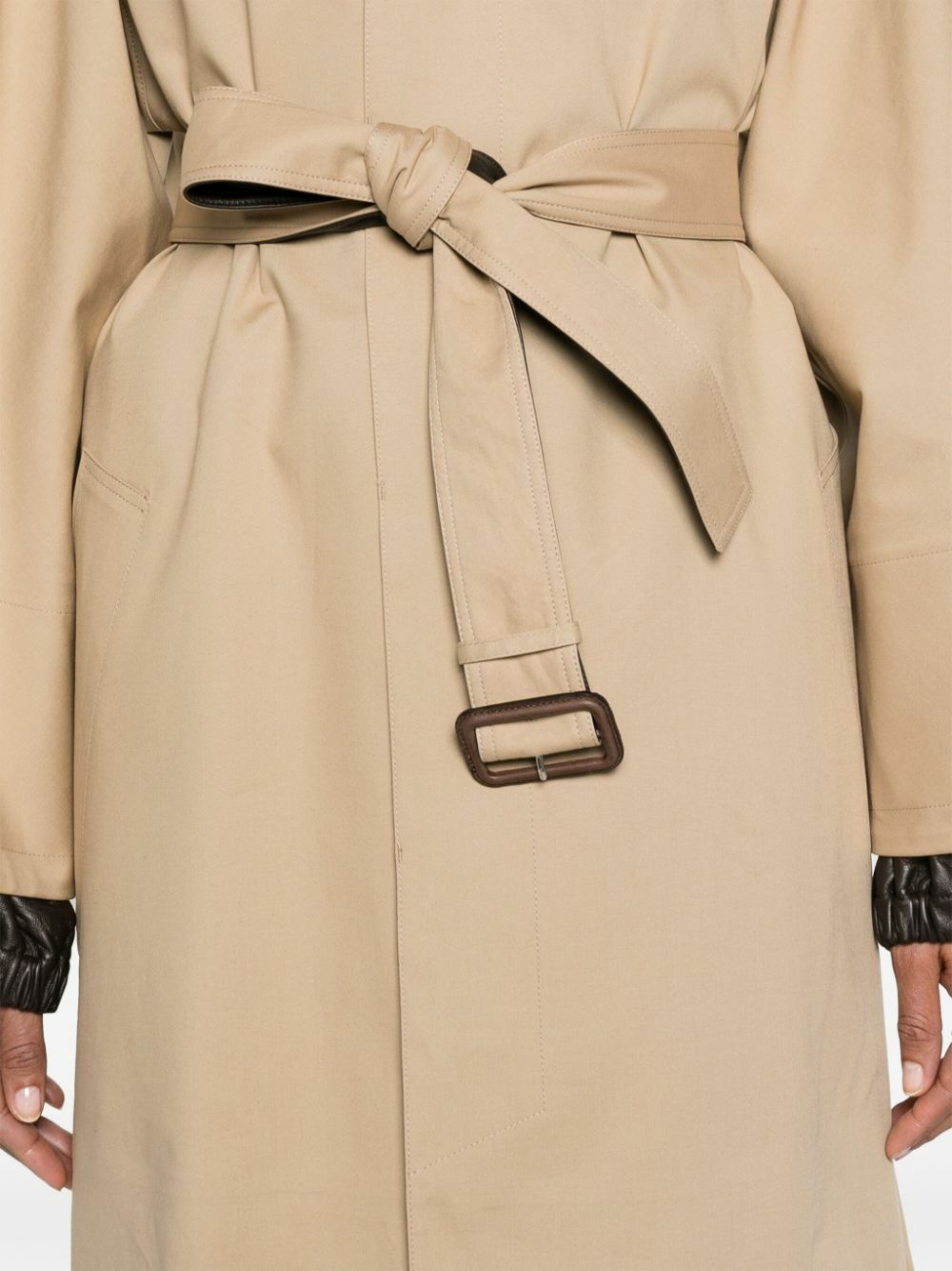 Bottega Veneta Neutral Intrecciato-Collar Maxi Trench Coat