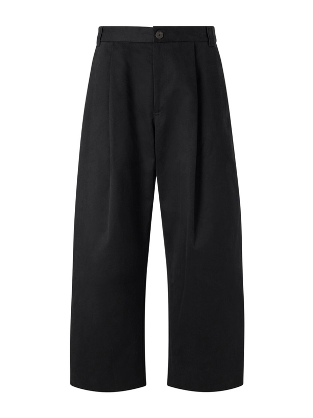 Photo: Studio Nicholson - Sorte Wide-Leg Pleated Cotton-Twill Trousers - Black