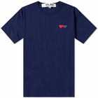 Comme des Garçons Play Men's Double Heart T-Shirt in Navy