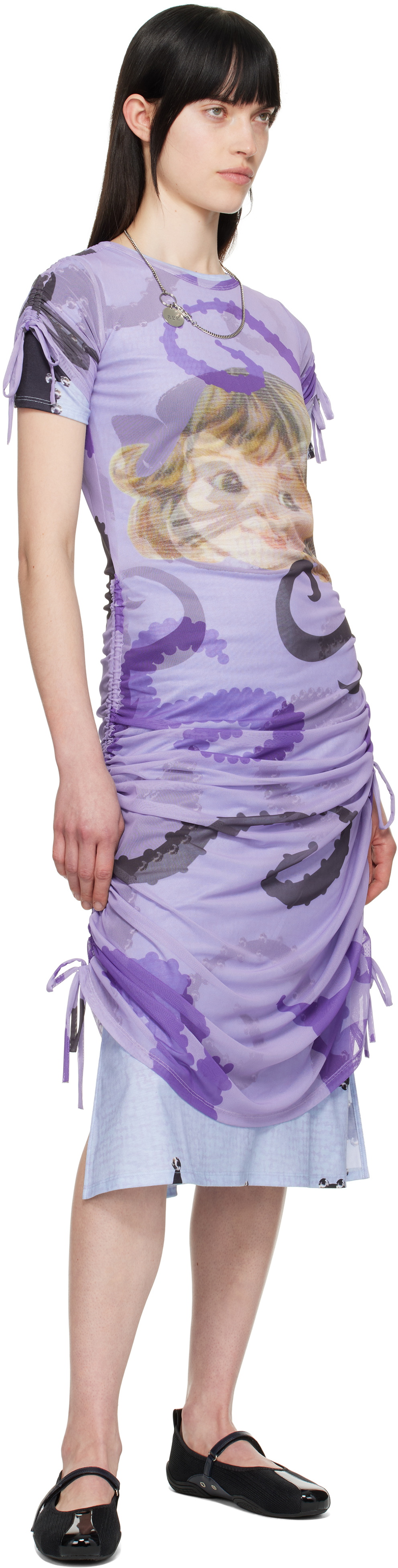 Chopova Lowena Purple Ballast Short Sleeve Midi Dress