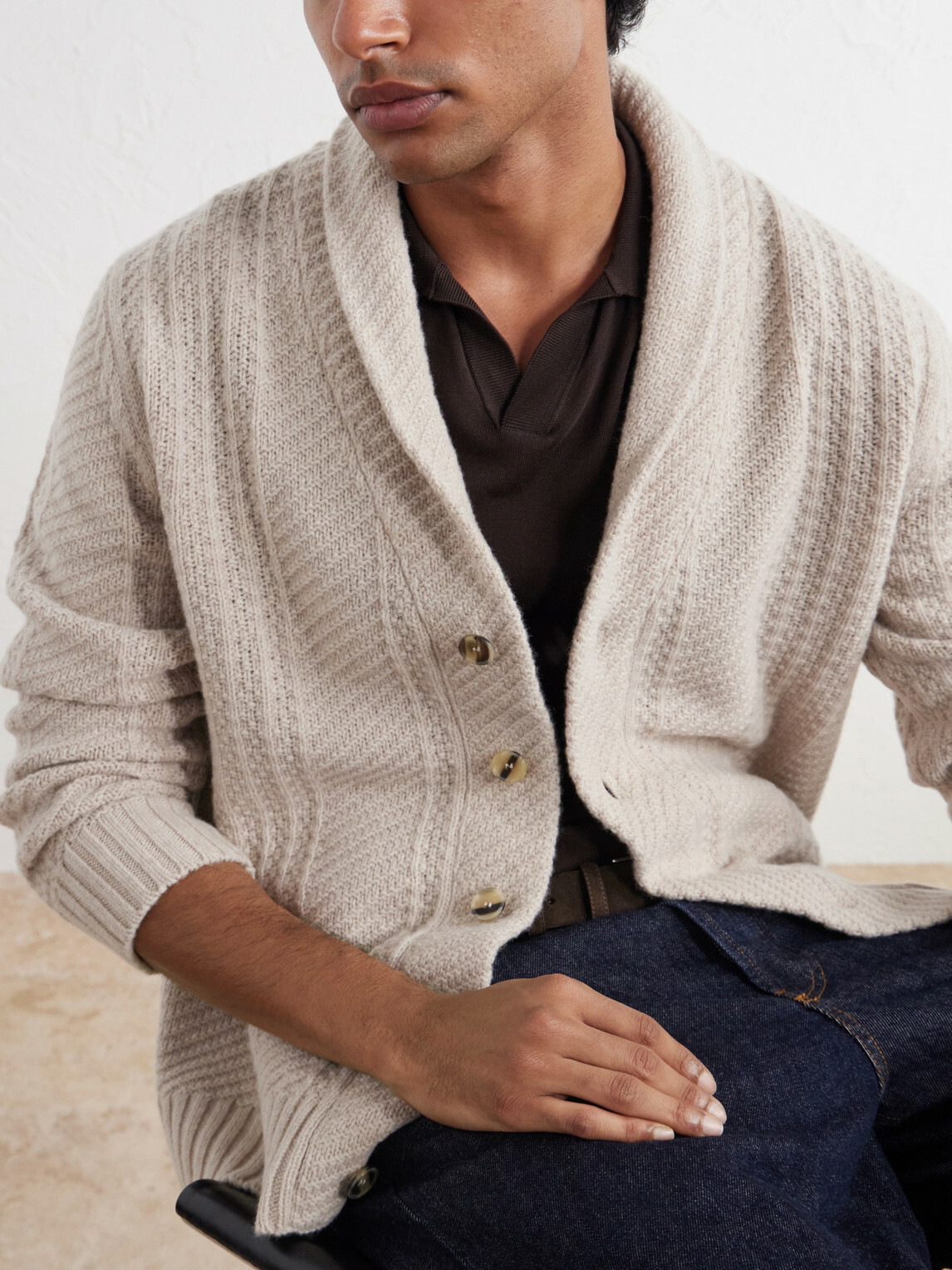 Altea - Shawl-Collar Wool and Cashmere-Blend Cardigan - Neutrals