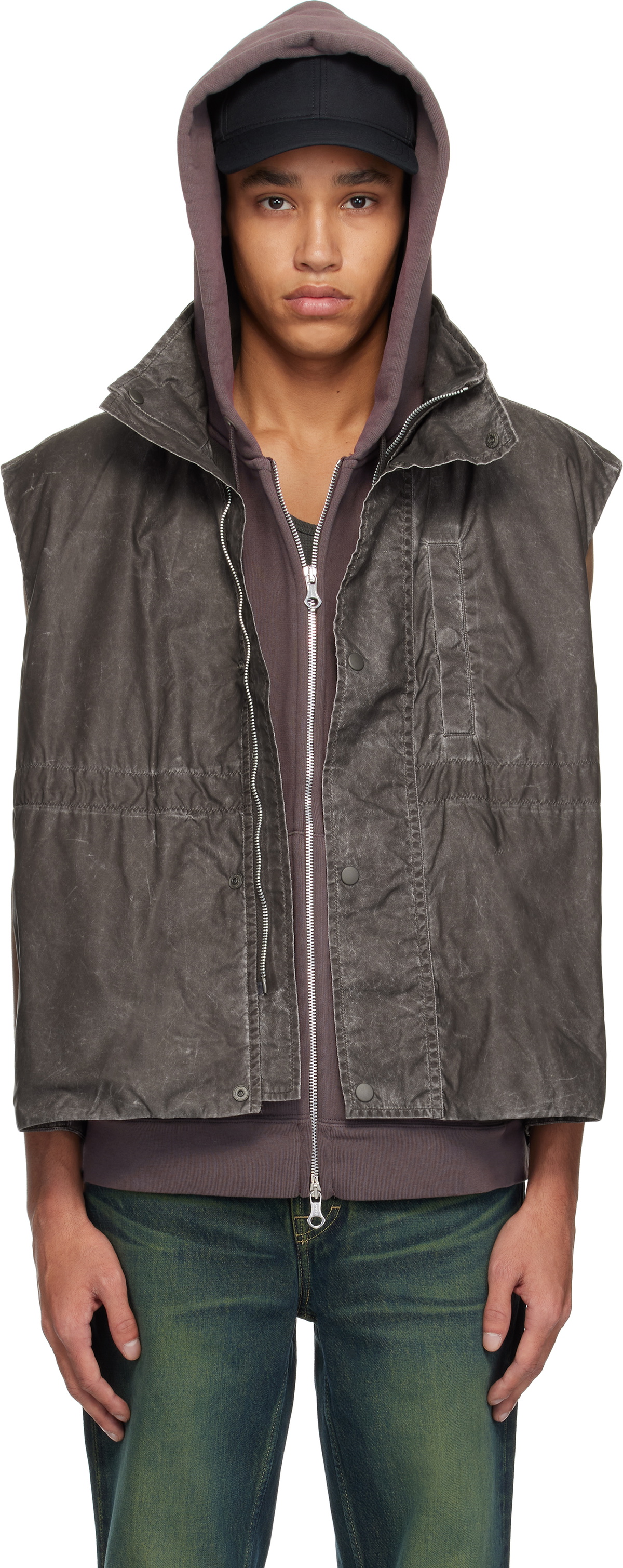 トップス OUR LEGACY Firm vest BROWN WASHOUT NYLON Our Legacy - Firm Vest Brown Wash Out Nylon