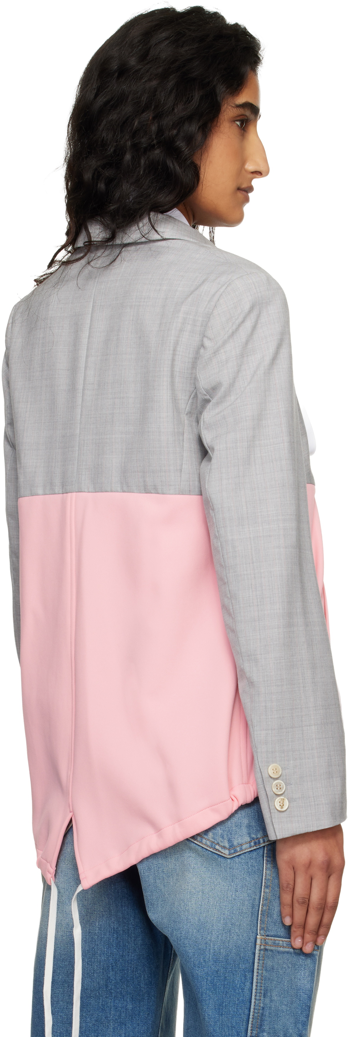 Comme des Garçons Girl Gray & Pink Paneled Blazer