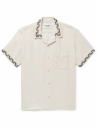 Corridor - Hamsa Camp-Collar Embroidered Linen and Cotton-Blend Shirt - Neutrals