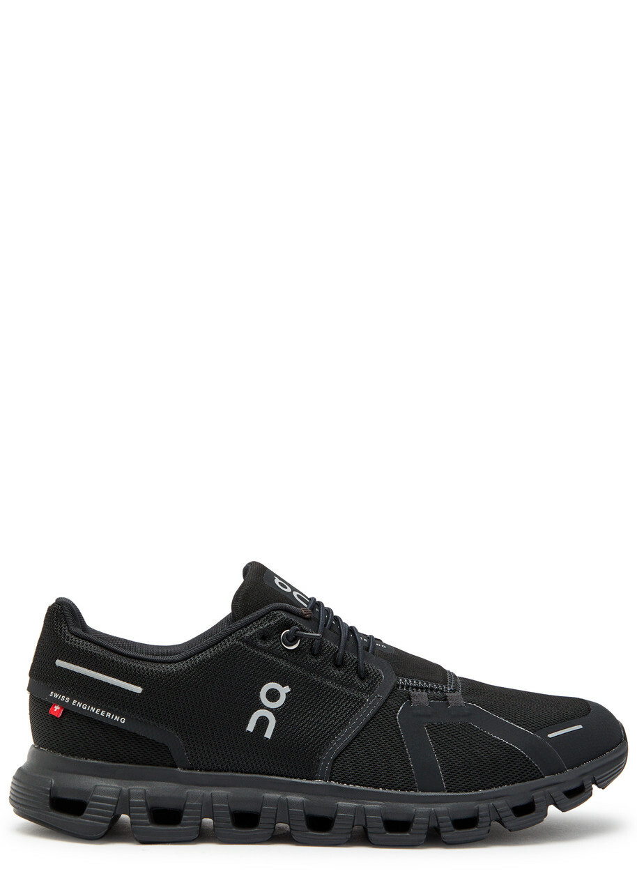 ON Cloud 6 Panelled Mesh Sneakers Black And Silver