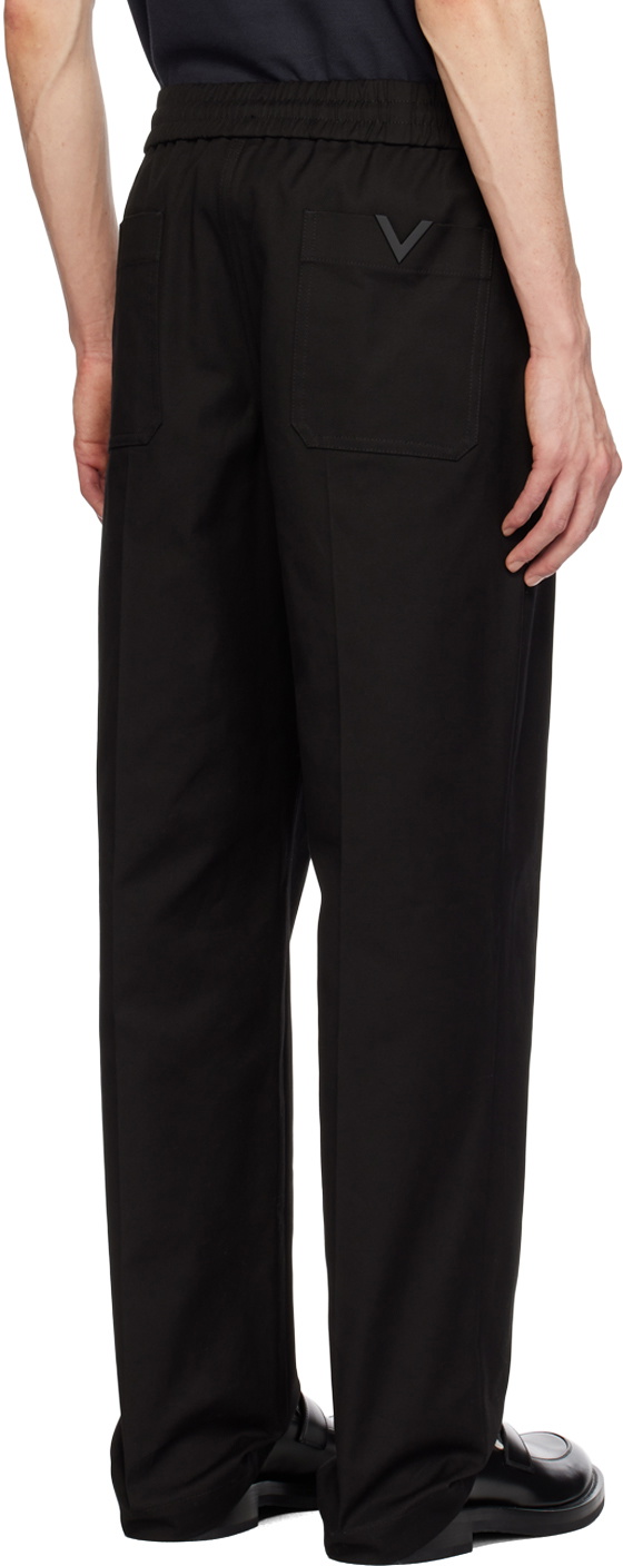 Technical Cotton Vltn Tag Pants for Man in Black | Valentino PH