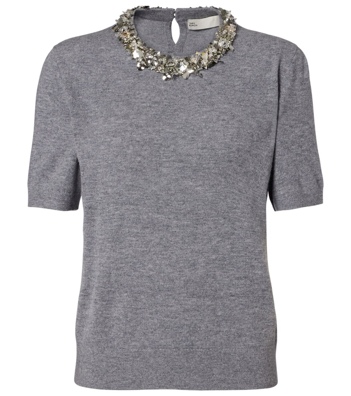 Photo: Tory Burch Embellished wool and cashmere top