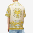 Versace Men's Baroque Silk Vacation Shirt in Concrete Mid Bone Gold