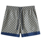 Gucci Men's GG Logo Swim Shorts in Beige/Black