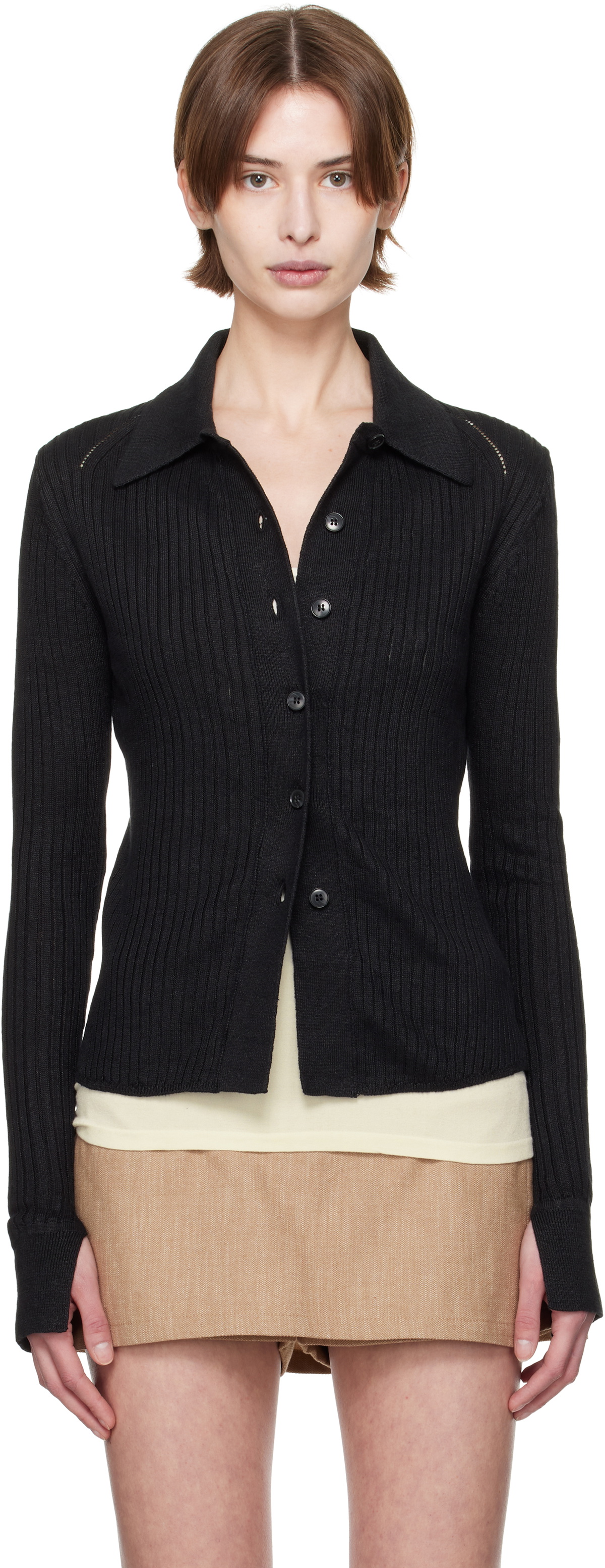 mfpen Black Knitted Rib Shirt