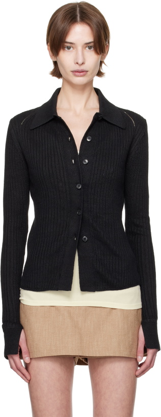 Photo: mfpen Black Knitted Rib Shirt