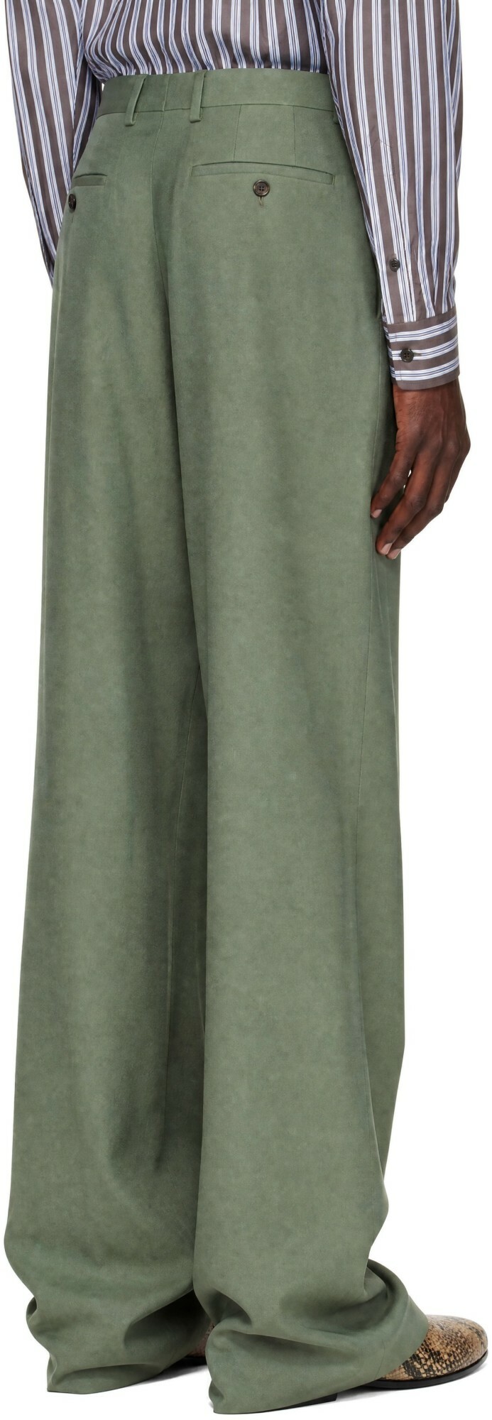 Dries Van Noten Green Wool Trousers