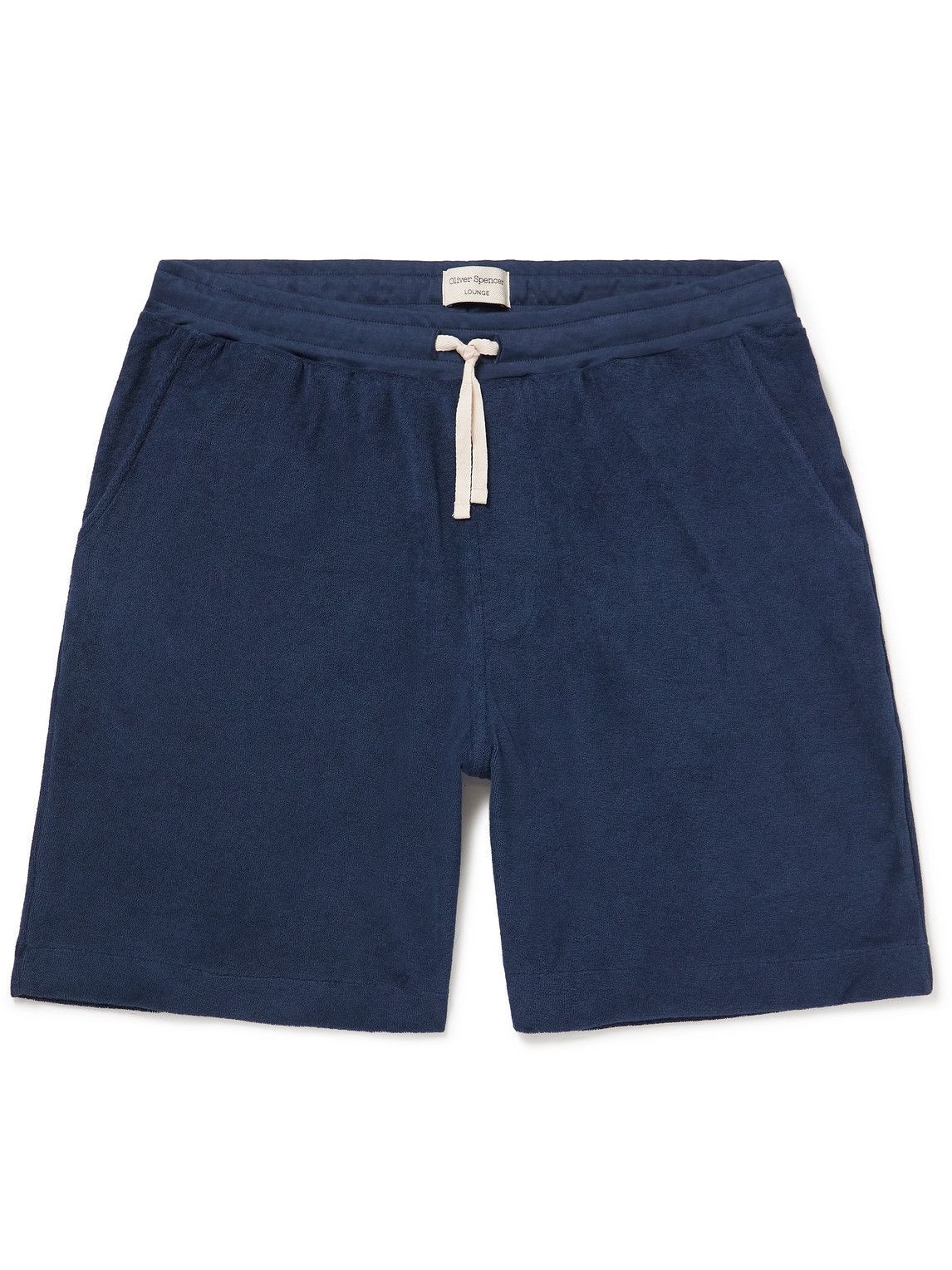 Photo: Oliver Spencer Loungewear - Ashbourne Cotton-Blend Terry Drawstring Shorts - Blue