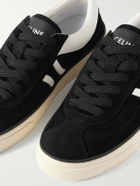 CELINE - Logo-Print Leather-Trimmed Suede Sneakers - Black