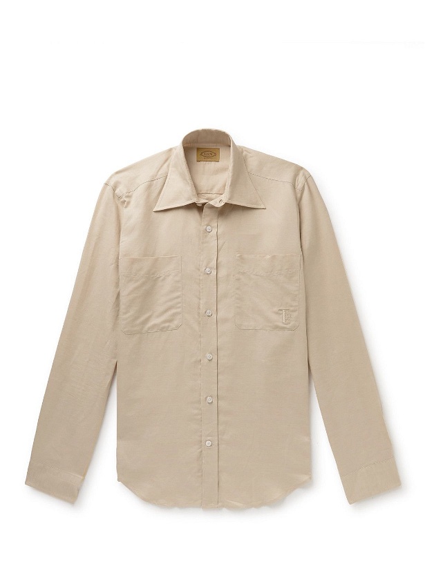 Photo: Tod's - Logo-Embroidered Linen and Cotton-Blend Shirt - Neutrals
